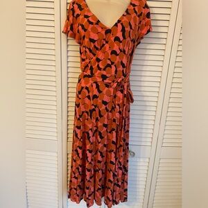 Modcloth Retro Babydoll Midi Wrap Dress Small Geometric Polka Dots Retro Boho